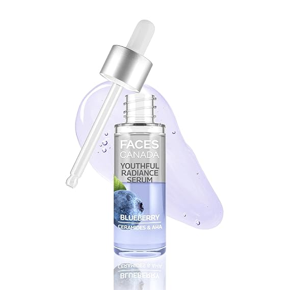 FACESCANADA Youthful Radiance Serum, 27 ml | Blueberry, AHA & Ceramides | Biphasic Face Serum | Anti-Ageing | Brightens, Hydrates, Moisturizes for Younger-Looking, Radiant Skin