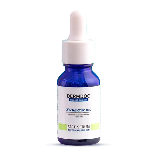 DERMDOC 2% Salicylic Acid Face Serum for Oily and Acne-Prone Skin, Zero Irritation, Water-Based, 15ml
