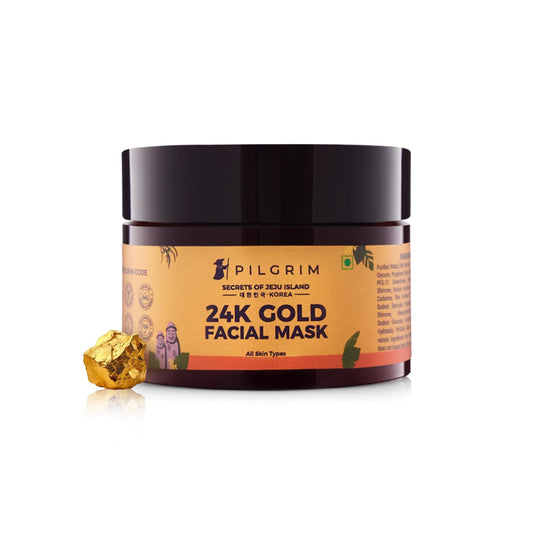 Pilgrim 24K Gold face mask for glowing skin | 24K Gold face pack for glowing skin, skin hydrating, boosts collagen and restoring skin radiance | For All Skin Types | For Men & Women | 50gm