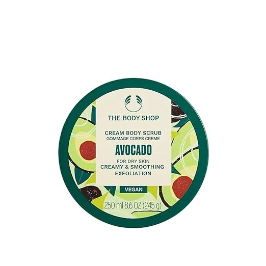 The Body Shop Avocado Body Scrub RICH BODY EXFOLIATOR SOFTEN & SMOOTH DRY SKIN VEGAN 250 ml