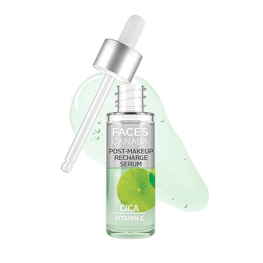 FACESCANADA Post-Makeup Recharge Serum, 27 ml | Vitamin C & CICA | Biphasic Face Serum | Soothes & Repairs Skin | Brightening & Restorative For Radiant, Fresh & Hydrated Skin