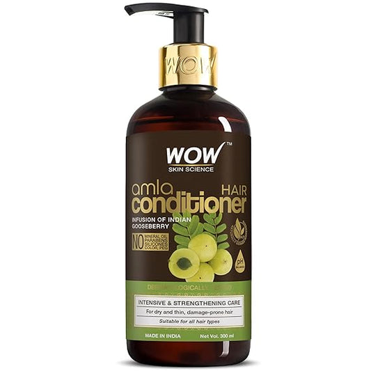 WOW Skin Science Amla Hair Conditioner For Weak Hair - No Mineral Oil, Parabens, Silicones, Synthetic Color & PEG - 300mL