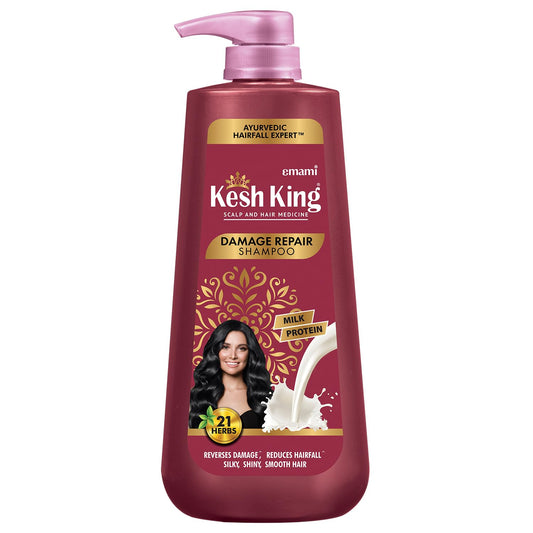 Kesh King Ayurvedic Damage Repair Shampoo | Reduces hair fall | Soothes itchy scalp | No Paraben & No Silicon | 21 natural ingredients | Enriched with curd, lemon & neem | 600 ml