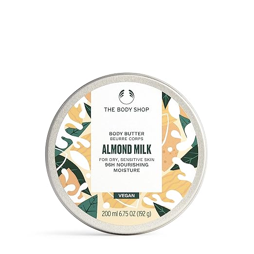 The Body Shop Almond Milk and Honey Soothing and Restoring Body Butter, 200 Ml - For Dry, Sensitive Skin | 96 Hr Moisture | Vegan