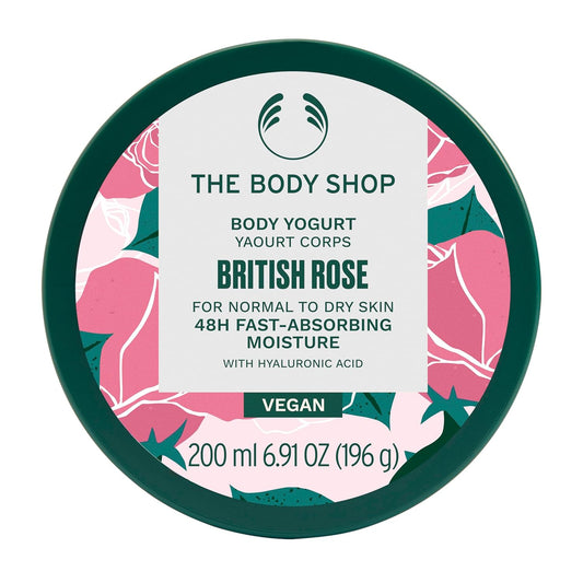 The Body Shop British Rose Body Yogurt | Lightweight Gel-Cream | Absorbs Instantly on Damp Skin | 48-Hour Hydration With Rose & Shea Butter | For Normal to Dry Skin | 200ml