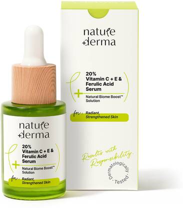 Nature Derma 20% Vitamin C E+ Ferulic Acid Serum with Natural Biome-Boost  (30 ml)