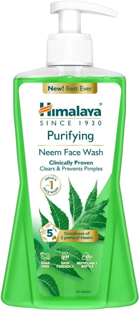 Himalaya Purifying Neem Face Wash|Clears and Prevents Pimples & Acne|Made with 5 parts of Neem|New & Best Ever clinically Proven formula|Gently Cleanses|For men and women|400 ml
